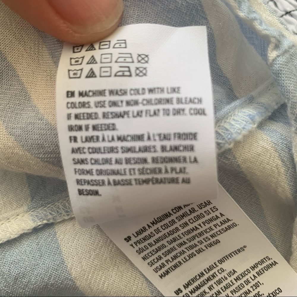 AEO off shoulder eyelet scallop ruffle blue stripe - Picture 14 of 15